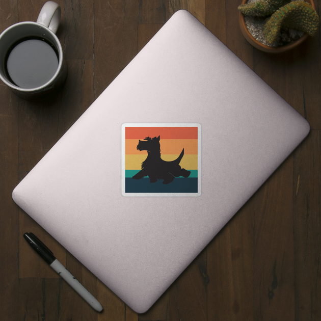 Scottish Terrier Dog Silhouette Vintage Sunset by DPattonPD